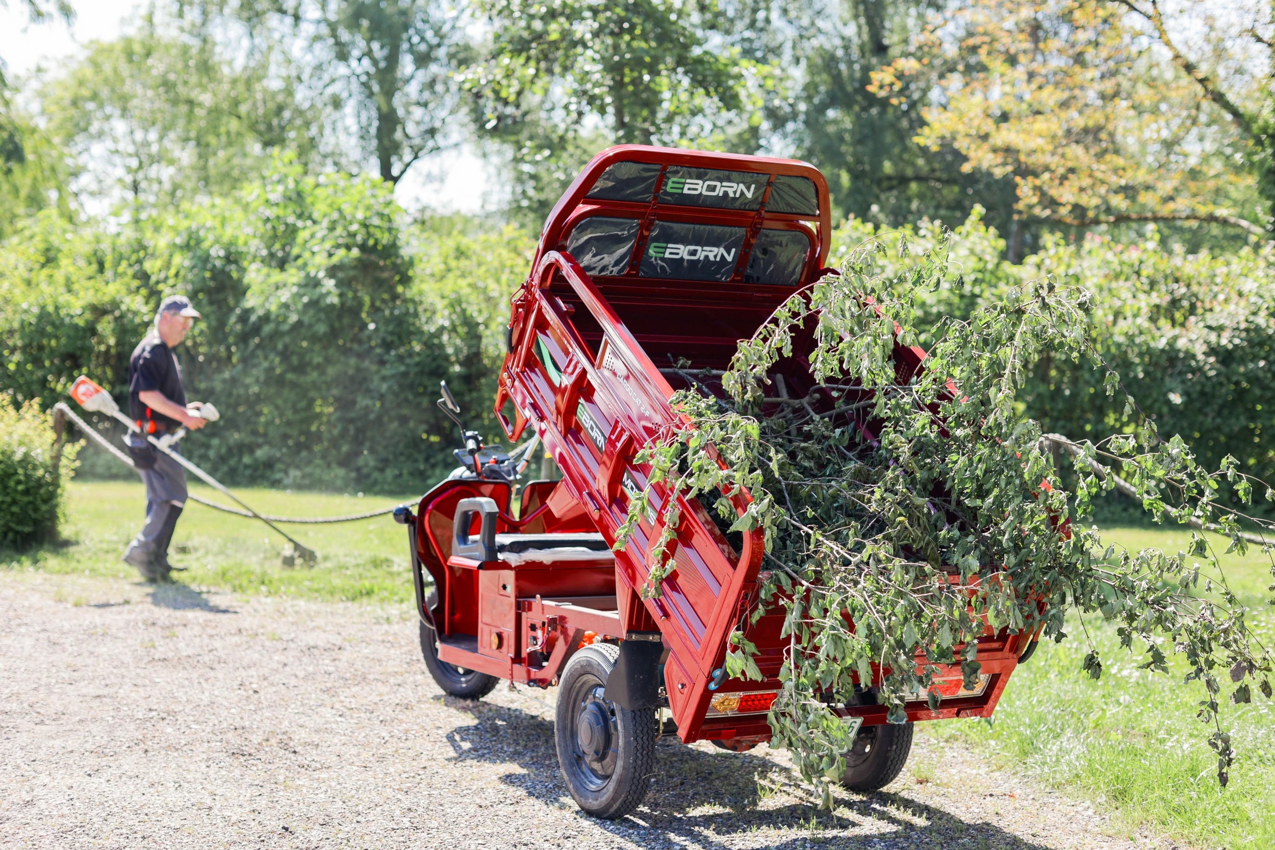 E-born_E-Lastendreirad_CargoCat_Camping_Campingplatz_Grunabfall_Grunanlagenpflege
