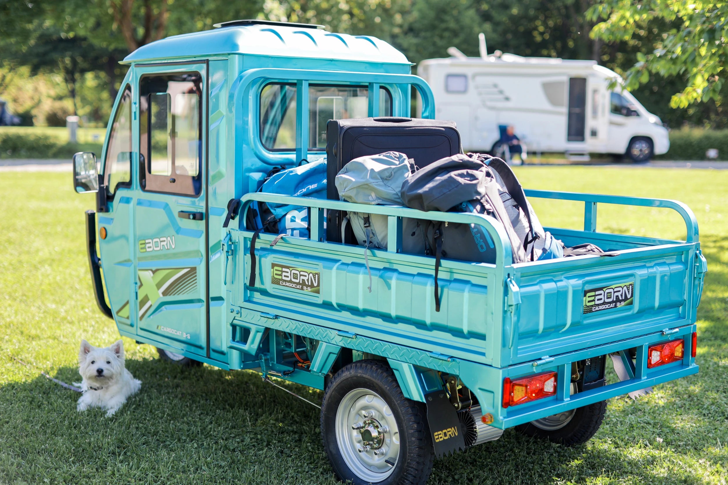 E-born_E-Lastendreirad_CargoCat_Camping_Campingplatz_Leise_Nachhaltig