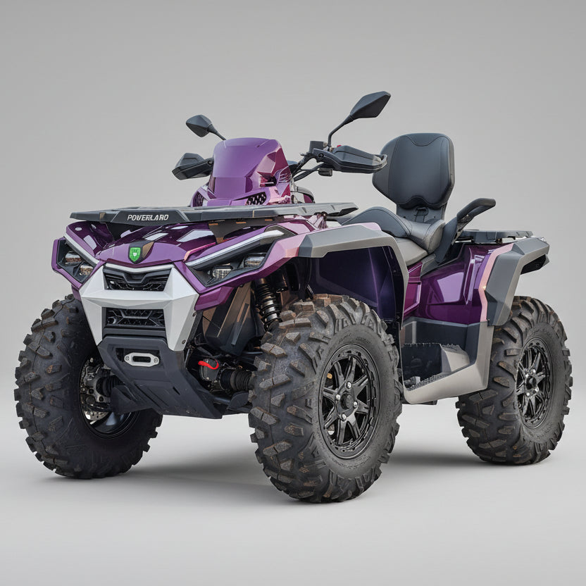 Powerland Taigen Sports Elektro-ATV in Lila mit Frontansicht